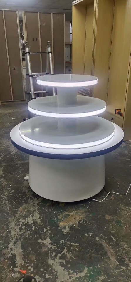 创意发光圆形展柜产品展示台科技感展览柜展厅展台异形旋转展示桌