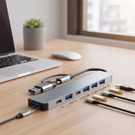 typec扩展坞双头8合1多功能读卡器笔记本电脑hub集线器usb拓展坞