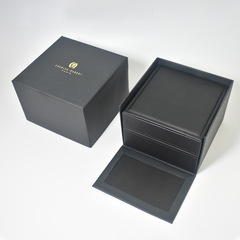 黑色皮革手錶盒翻蓋pu皮首飾包裝盒收納盒高級輕奢膠胚枕頭手錶盒