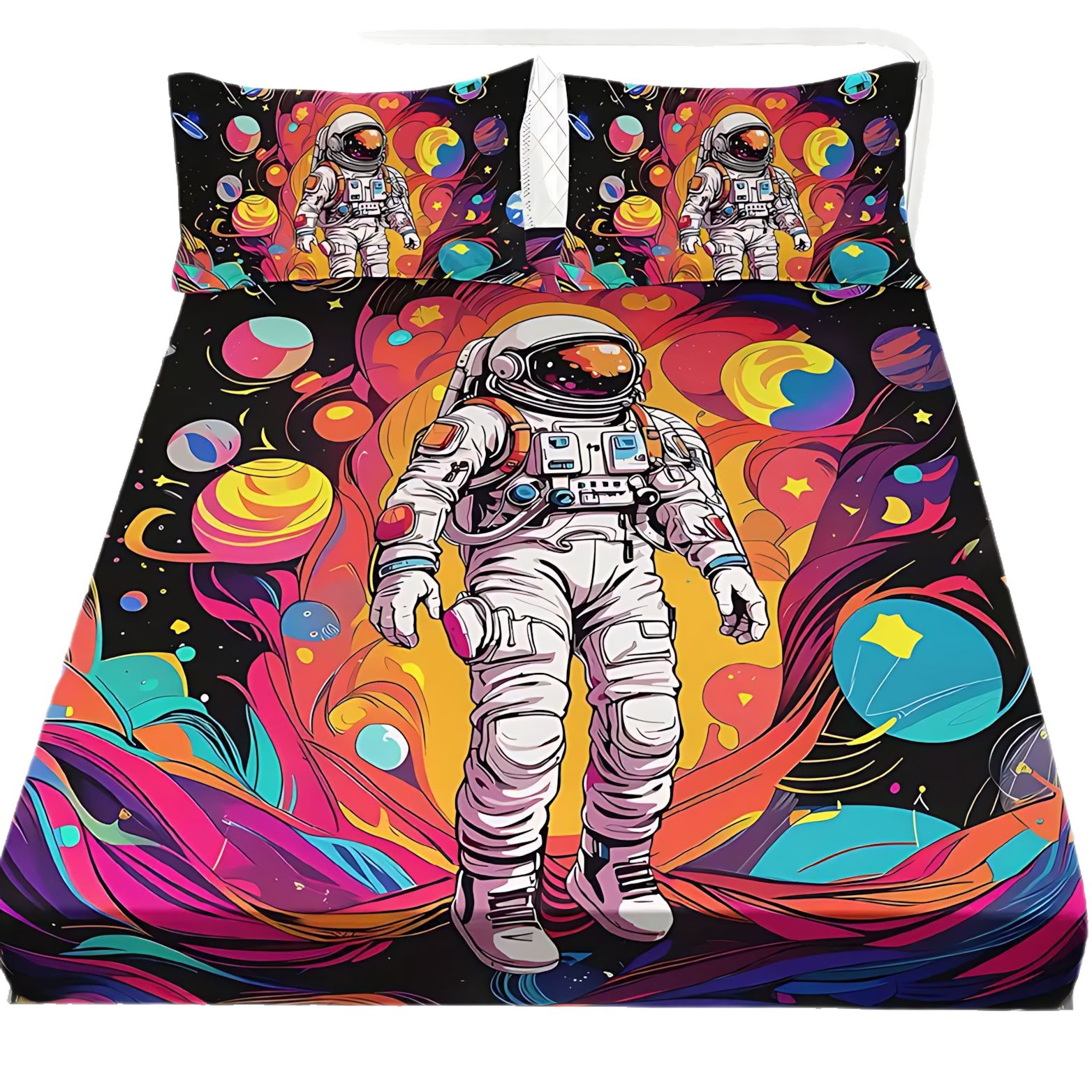 TEMU / JIT comercio exterior transfronterizo dibujos animados astronautas 3D impresión digital cama cama almohada kit para dibujar
