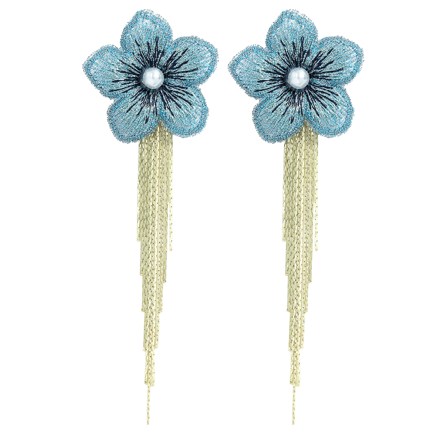 Korean Mesh Fabric Flower Earrings display picture 24