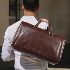 Large Capacity Business Men's Leather Luggage Bag Short Trip Commuter Portable Leather Travel Bag For Men