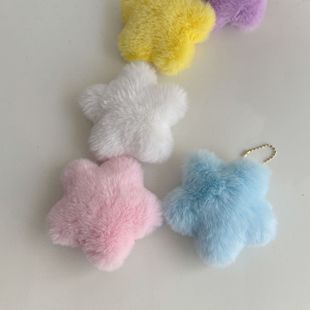 Autumn and Winter Cute Plush Star Pendant Faux Rex Rabbit Car Keychain Japanese and Korean Cartoon Bag Accessory for Women Starry Sky
