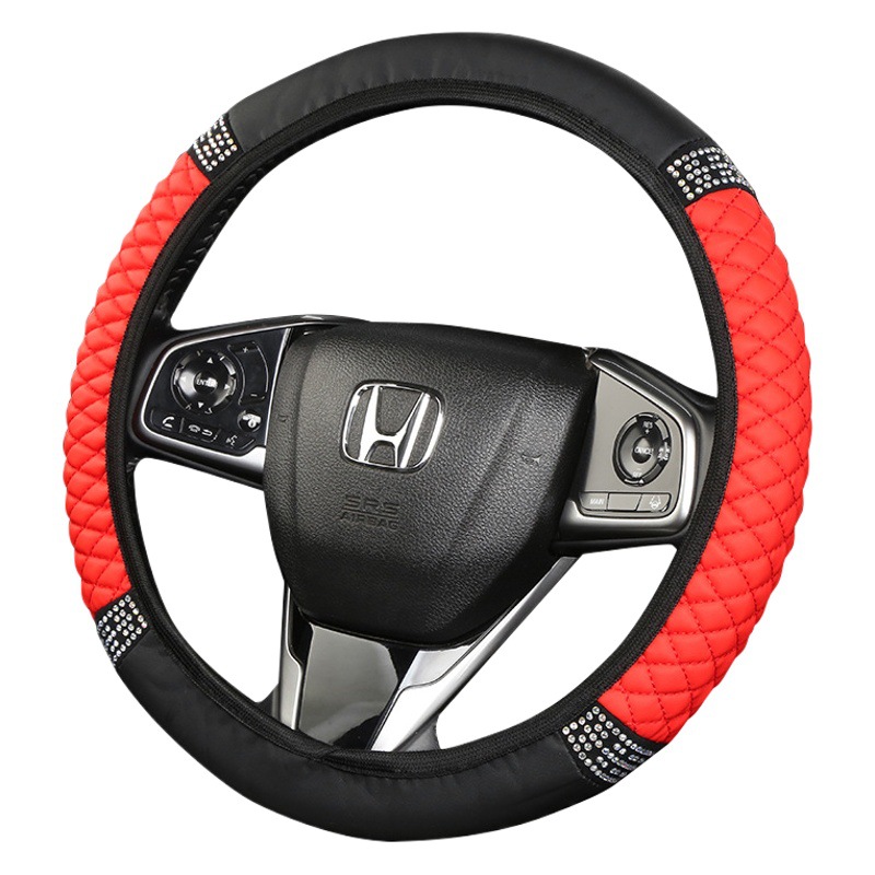 Car handlebar cover four seasons universal embroidered color diamond-embedded elastic non-inner ring steering wheel cover cross-border AliExpress