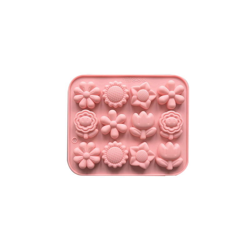 9連異なる草花形食品級シリコン型チョコレートキャンディーゼリー凉粉金型DIY手作り石けん型|undefined