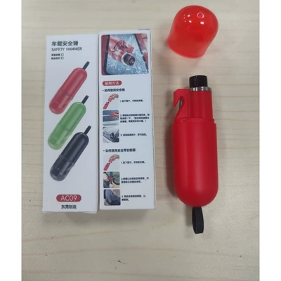 Qəza çəkici window breaker, multi-functional press-and-punch - ac09-red-bare-device-color-box-without-glass