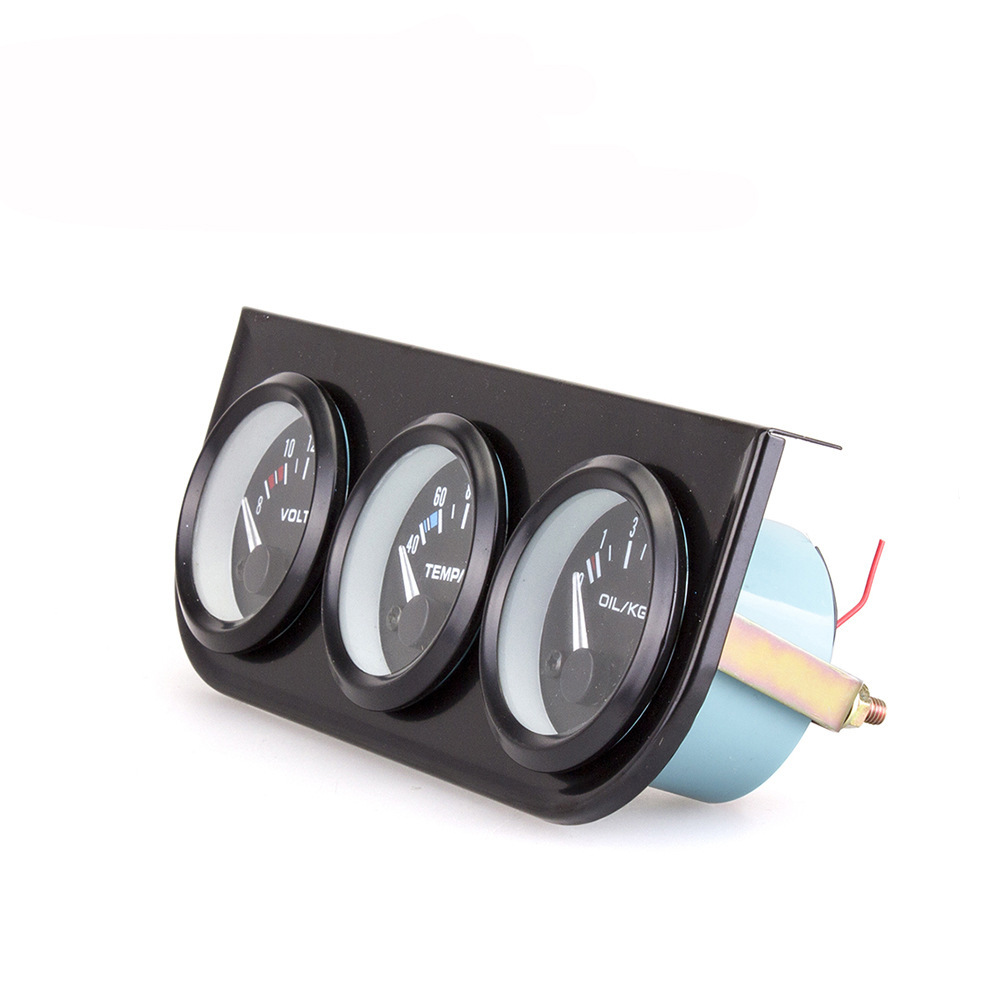 52mm 12V Universal Car Instrument Triple Gauge Water Temperature Gauge Voltmeter Oil Pressure Gauge Fahrenheit Celsius