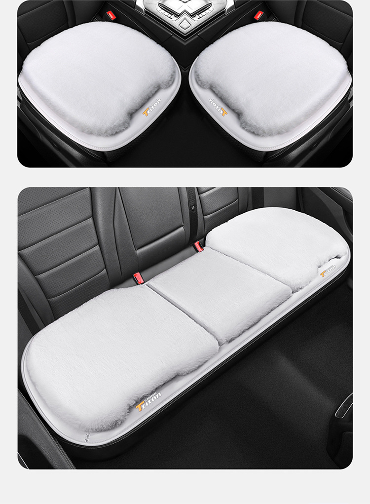 Winter New Plush Car Cushion Three-piece Set Imitation Rabbit Fur fleece-lined Thickened Non-slip Tie-free Warm Ass Pad