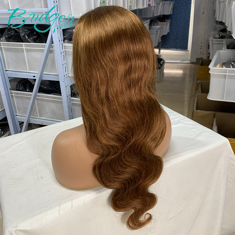 13*4 Lace Hoofddeksel Menselijk Haar Kleur #6 Menselijk Haar kant frontale pruiken_voghion.com