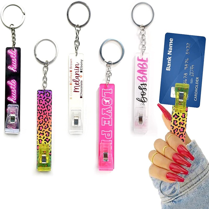 5 piece set card holder ATM contactless card extractor long nail card extractor keychain with Carrara 5 piece set card holder ATM contactless card extractor long nail card extractor keychain with Carrara