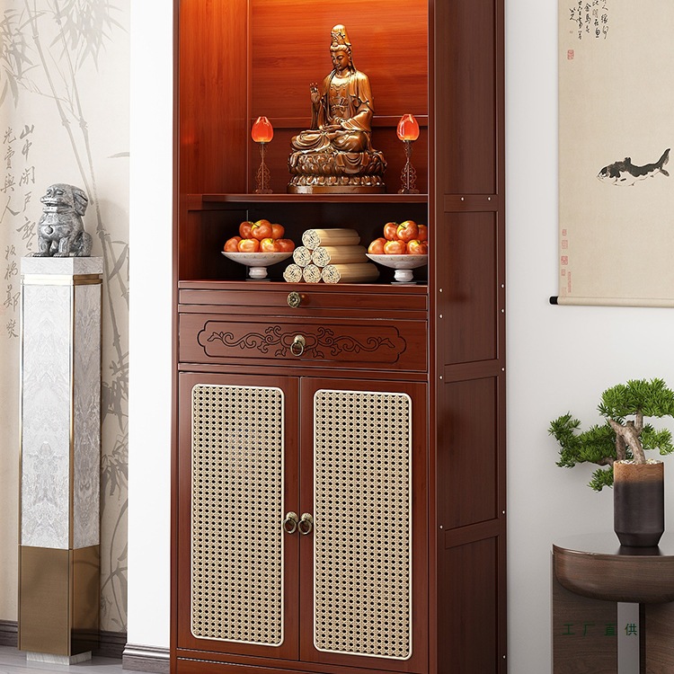 Altar for Home Use, Non-Solid Wood Buddha Altar, Integrated Cabinet for Offering Table, New Chinese-Style Shrine, Buddha Cabinet, Bodhisattva Worship Table
