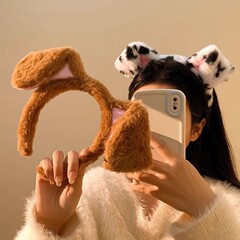 萌え力があふれている ~ ぬいぐるみかわいい子犬の耳のカチューシャ