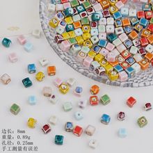 景德镇高温小正方陶瓷散珠8mm串珠隔珠diy手作饰品手链项链配件