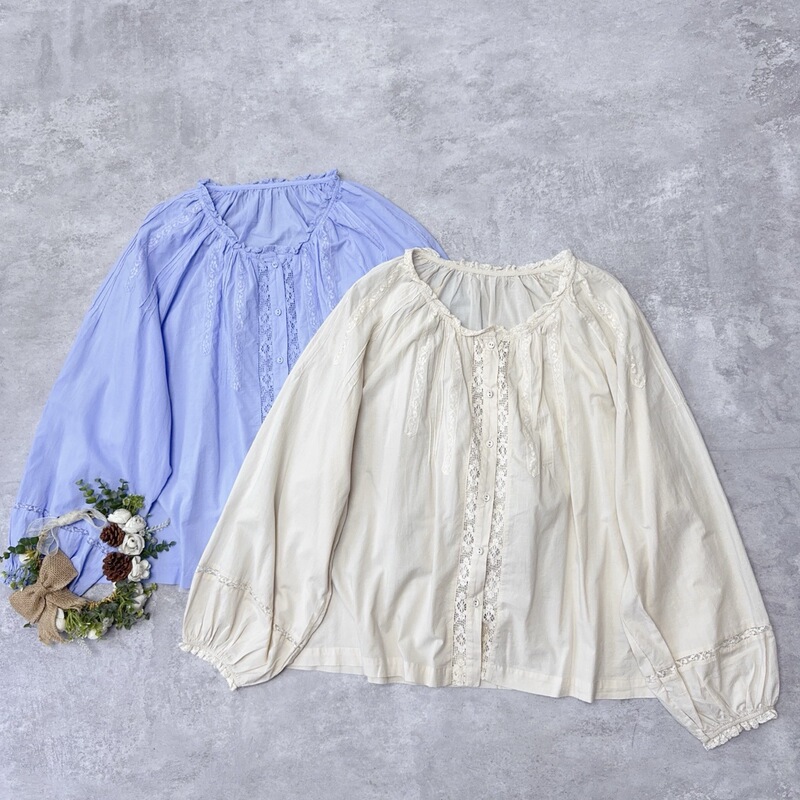 Girly Gentle and Romantic Beige Elegant Lace Splicing Long-Sleeved Shirt Loose Top Women's Autum Thin Sweet Shirt