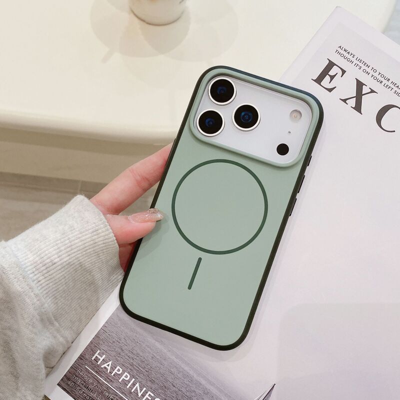 跨境适用iPhone17彩盾撞色磁吸手机壳磨砂肤感苹果16Promax防摔套|undefined