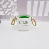 Горшок с принтом HOME, джутовая верёвка, имитация ведра