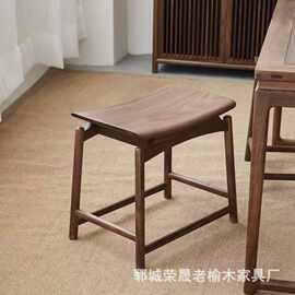 中式老榆木元宝凳玄关简约换鞋凳禅意茶凳方形卧室矮凳实木马鞍凳
