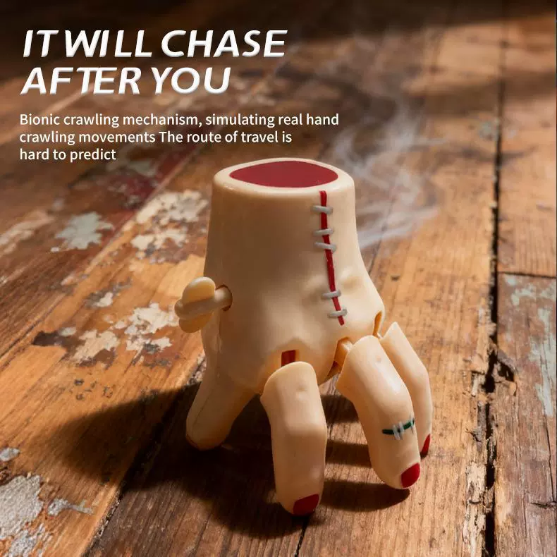 跨境万圣节亚当斯断手玩具仿真人手发条爬行鬼手整蛊整人摆件玩具