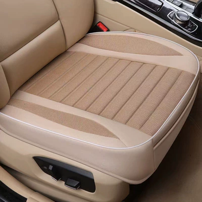 Main and co-pilot spring and summer seat cover single piece single linen without backrest three-piece set four seasons universal car seat cushion (Four Seasons Pad) - warm-rice-front-row-driving-single-seat-linen
