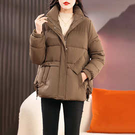 女装现货2023冬季新款韩版立领中长款时尚保暖气质女式棉衣 F853