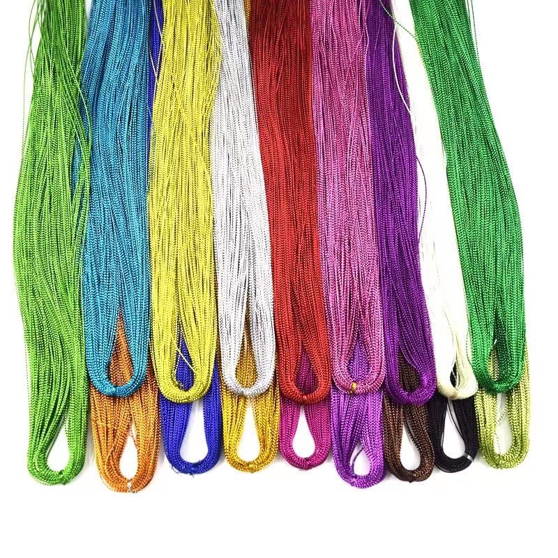 1mm 금은실 8가닥 중공 반짝이 끈 무탄성 공예 장식 끈 태그 끈 몽골 의상 자수 수공예