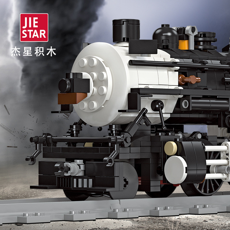 Jiexing pequeña partícula locomotora de vapor bloques de construcción para niños modelo de tren de simulación niño regalo de juguete del día del niño