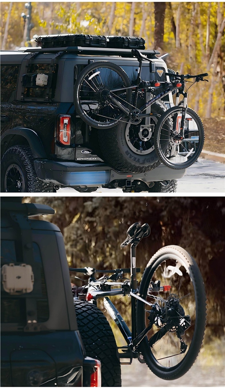 Folding Car Spare Tire-Style Bicycle Rack for Wrangler, Jietu, Tank, Liema, Bj40 Car-Mounted Bicycle Rear Rack
