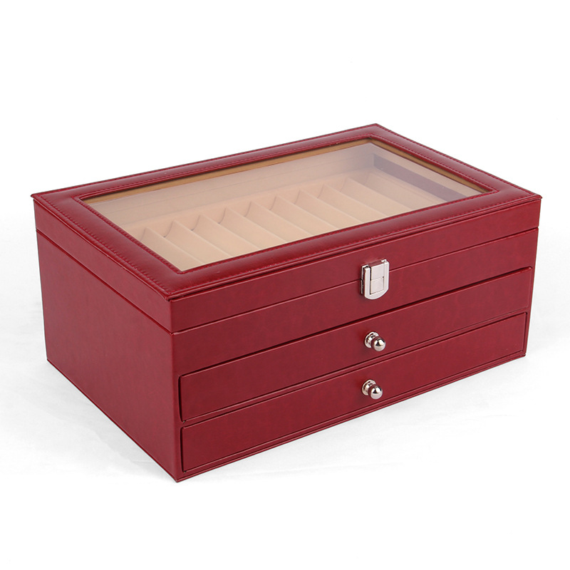 En stock al por mayor caja de la pluma 36 caja de presentación de la pluma de cuero 36-bit PU pluma caja de almacenamiento caja de papelería entrega