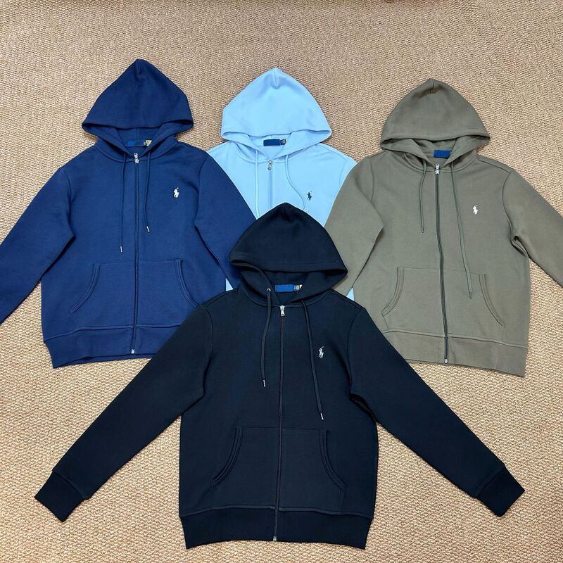 High-quality RL logo embroidered hooded zip-up sweatshirt, loose fit, unisex casual top High-quality RL logo embroidered hooded zip-up sweatshirt, loose fit, unisex casual top