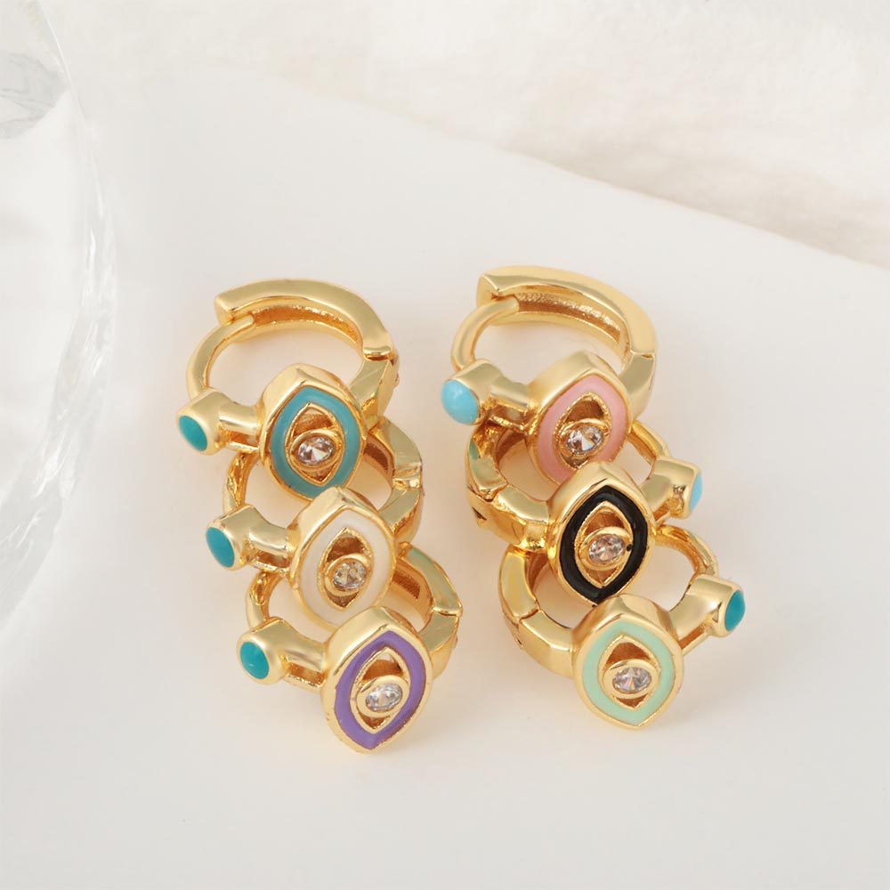 fashionable geometric small green earrings with zircon