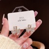 Fashionable silver needle, small design universal earrings from pearl, silver 925 sample, trend of season, flowered, fitted