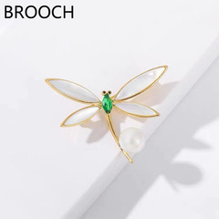 蜻蜓胸針女高檔韓版胸花服裝配飾高級收腰神器珍珠復古衣飾批發
