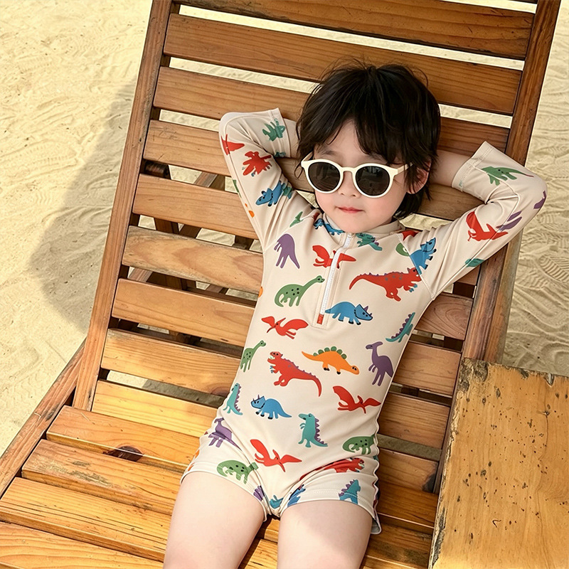 Traje de Baño de Una Pieza Manga Larga para Niños de Poliéster para Natación image 3