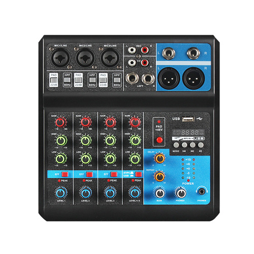 5-Channel Audio Mixer, Home Computer Small USB with Sound Card for Live Streaming and DJ Mixing, Bluetooth Stage Mixer, Crossborder Audio Mixer