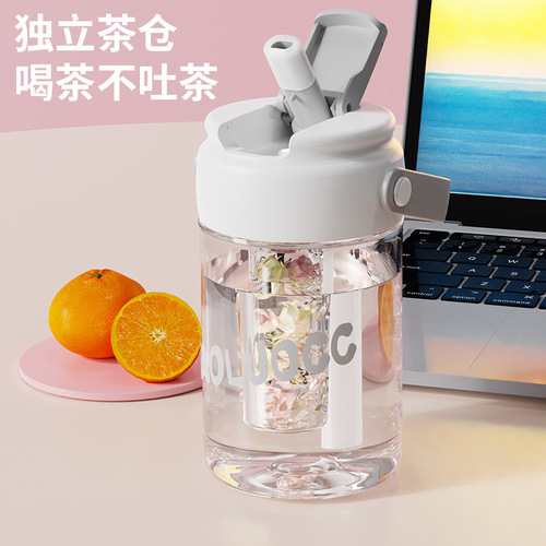 High-Beauty Girl Flower Tea Cup Large Capacity Portable Straw Cup Summer New Arrival with Tea Separator Student Cup