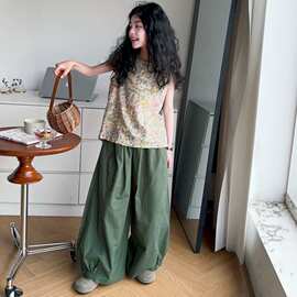 女童夏季薄款套装2026女孩夏装洋气时髦网红碎花休闲上衣宽松裤子