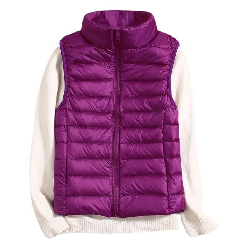 2023 Autumn and Winter New Down Vest Women's Lightweight Stand Collar Slim-fit Large Size Short Down Vest Liner Jacket