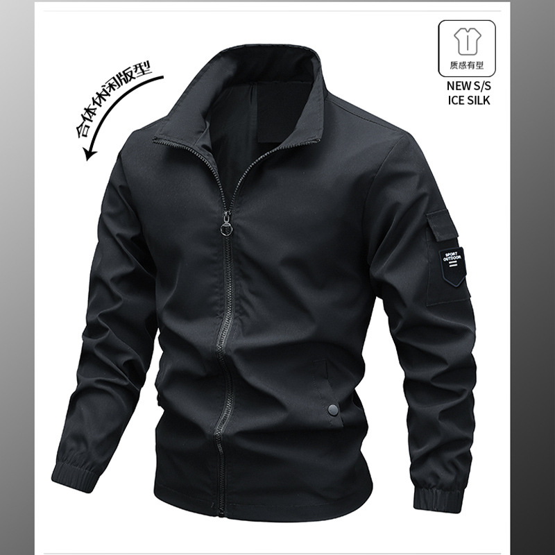 Chaqueta transfronteriza adolescente hombre cuello cuadrado chaqueta delgada camiseta delgada camiseta de ocio simple fábrica de trajes de vuelo al por mayor