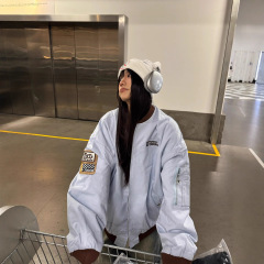美式复古拼色棒球服拉链夹克春季新款宽松男女国潮刺绣外套