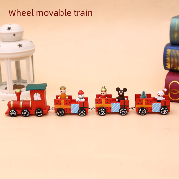 Sélection rigoureuse de décorations de Noël, cadeaux de Noël créatifs pour enfants, petits trains, ornements de bureau pour fenêtres en bois_voghion.com