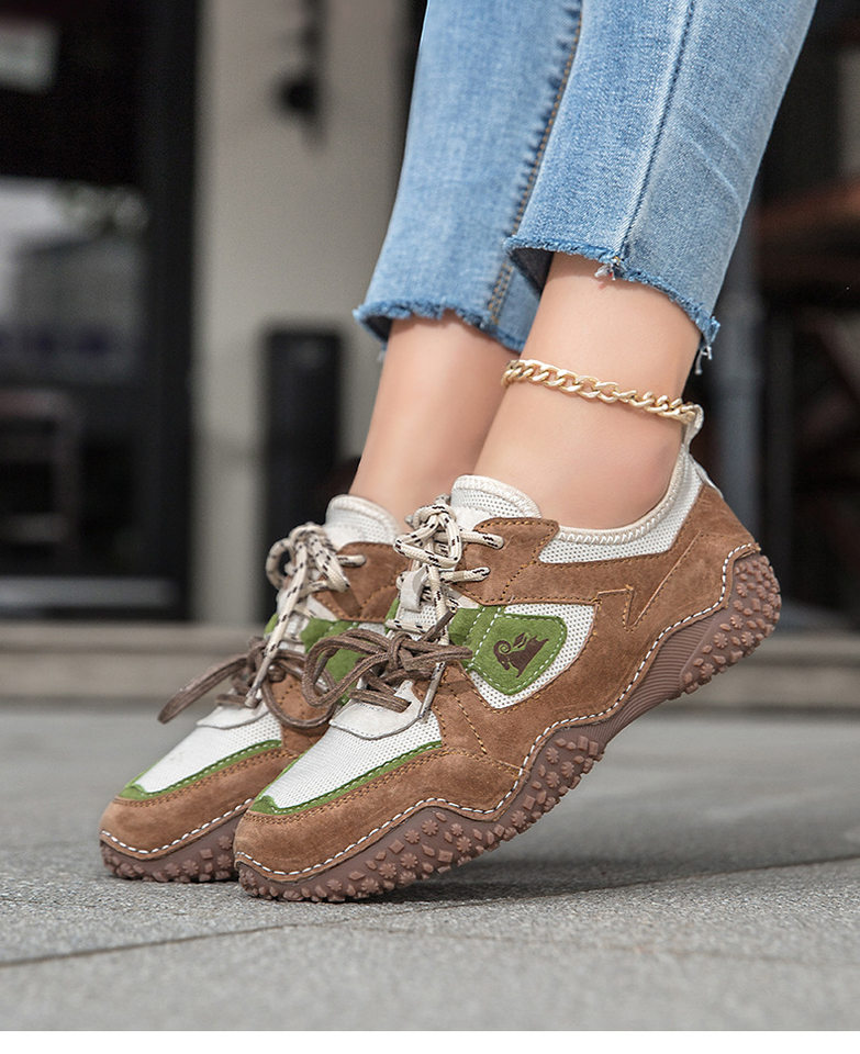 Giày thể thao unisex cỡ lớn da thật mũi tròn, đế bệt, dây thun, phong cách năng động — 6887 màu cát, 6887 nâu, 6887 rượu vang đỏ chi tiết 16