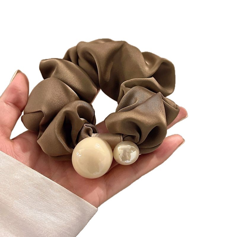 Perlas de terciopelo de alta sensación, anillo de cabello de intestino grande, temperamento femenino elegante, cuerda de cabello de cola de caballo baja, cuerda de cabello de alta elasticidad no dañada