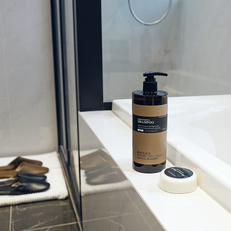 500ml botella de naranja al por mayor champú suave para el baño de la casa loción corporal de hotel acondicionador de cabello spa