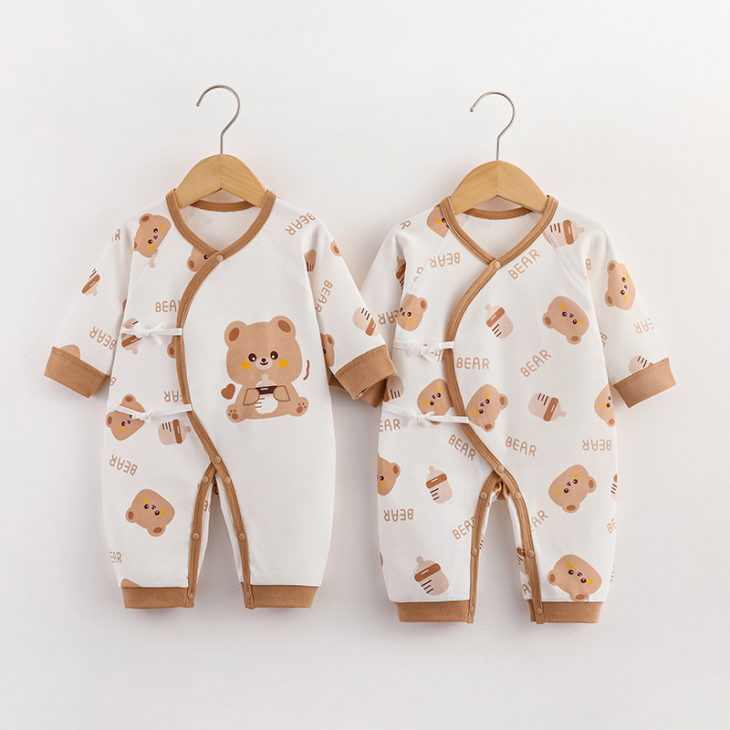 Ropa para niños otoño bebé mono cuatro estaciones sin hueso puro algodón bebé mameluco recién nacido manga larga mameluco