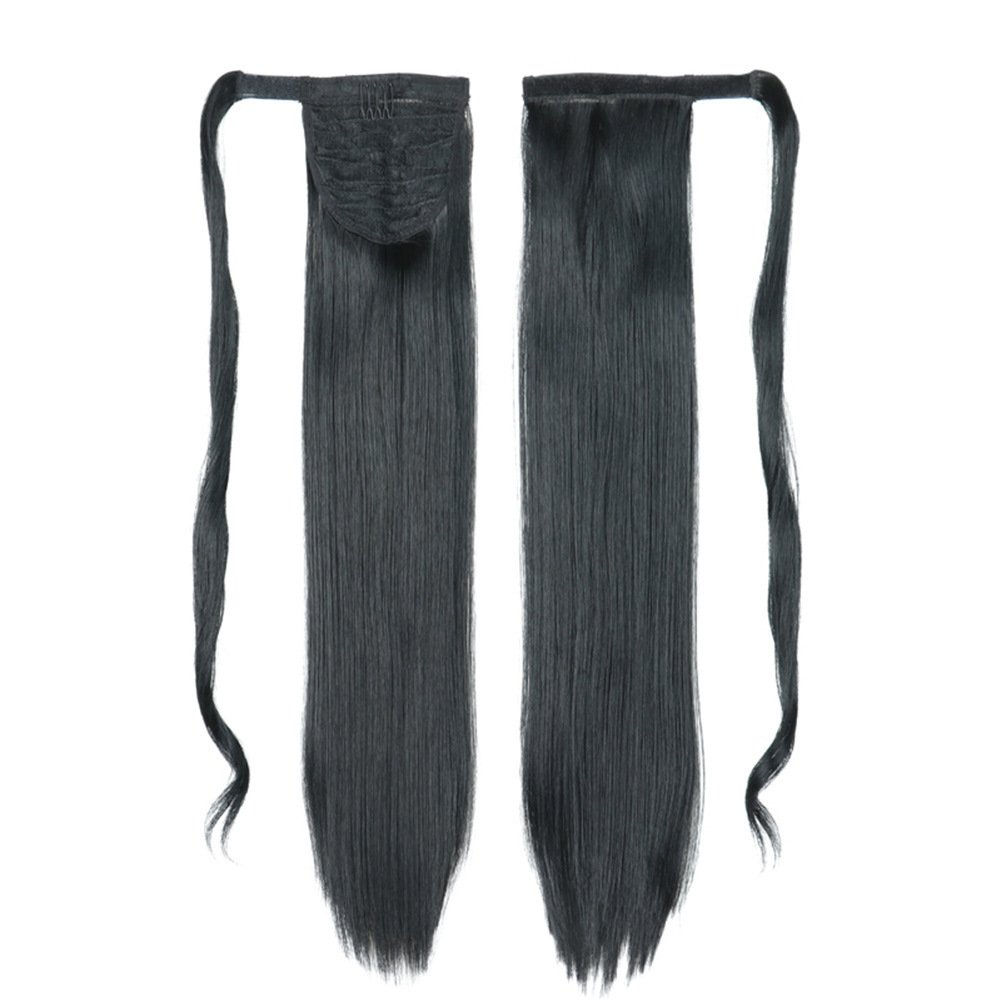 Perucas europeas y americanas de cola de caballo, cabello recto largo, velcro de cola de caballo, fibra química de cola de caballo, 100g.