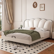 法式奶油风真皮主卧大床1米8床双人床2米x2米2卧室高端大气