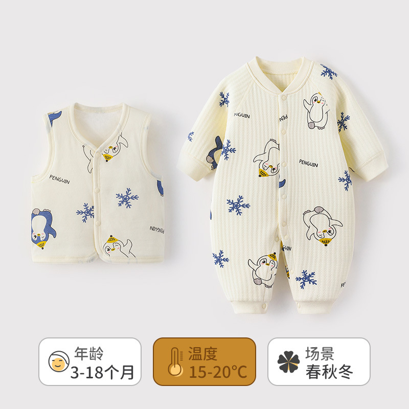 Ropa de otoño e invierno para bebés, monos de algodón puro para bebés, peleles cálidos y adorables de algodón acolchado para niños y niñas, mamelucos para recién nacidos.