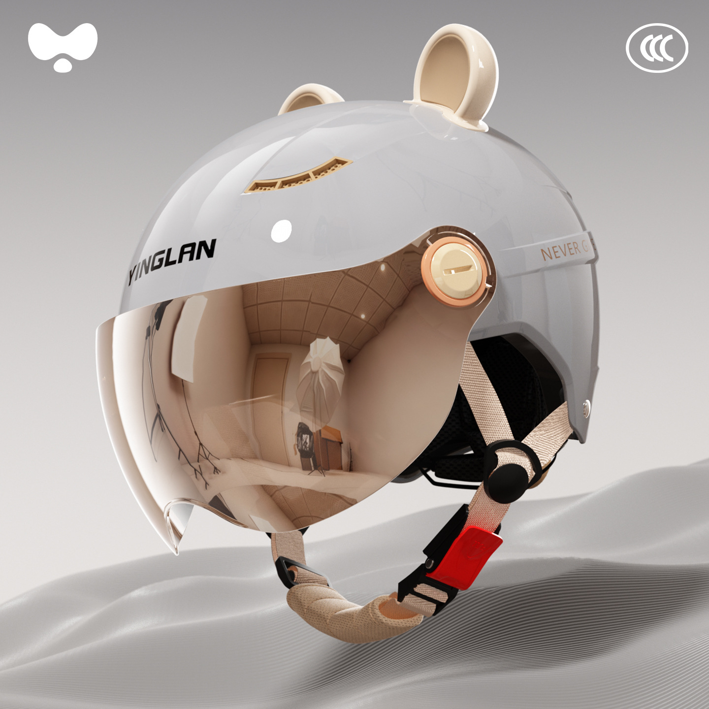 Universal – Motosiklet kaskı (dəbilqə) Motorcycle - 3c-volcanic-ash-electroplated-short-mirror-class-a-new-national-standard