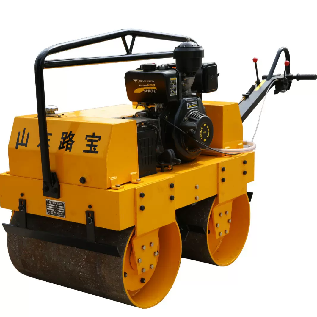 全新小型手推式压路机震动1吨手扶式单双钢轮柴油沥青压实压土机