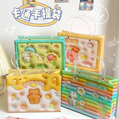 Chinese Valentine's Day three-dimensional cartoon bear and rabbit PP gift bag gift bag birthday gift cute creative handbag